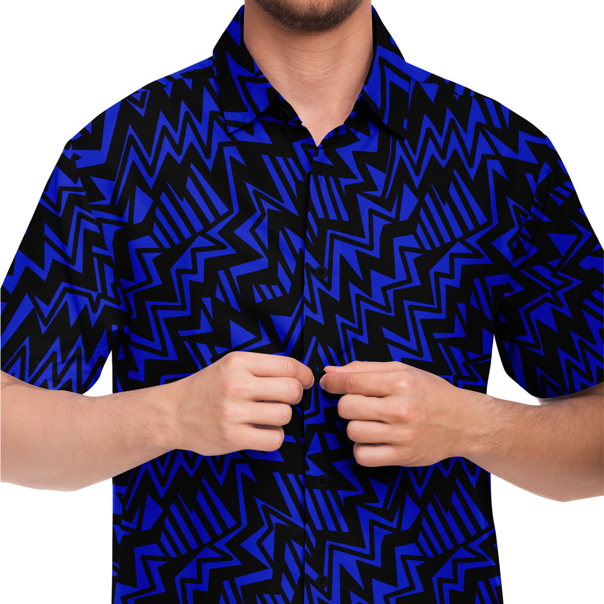 Bolt abstract 75 Short Sleeve Button Down Shirt - AOP - Choi Cheung