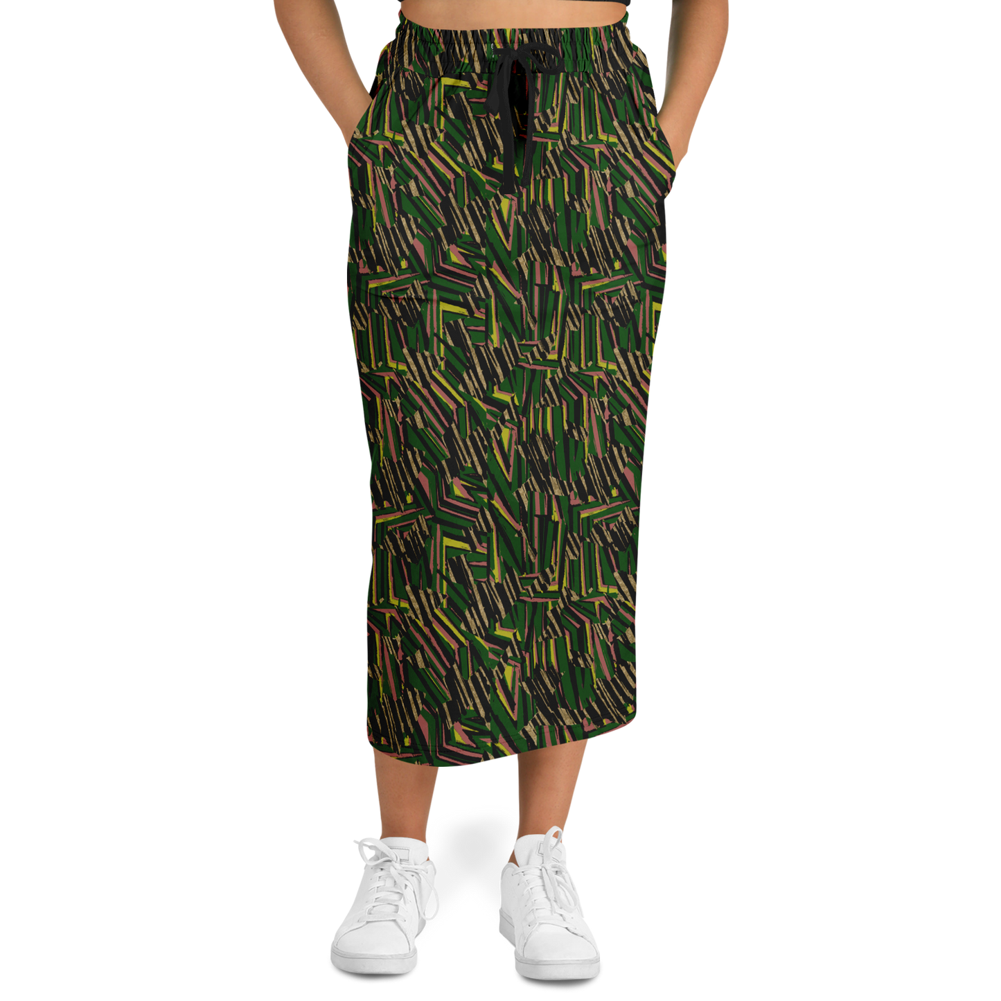 HVJ003 CHAOS REMIX green 50 Athletic Long Pocket Skirt - AOP - Choi Cheung