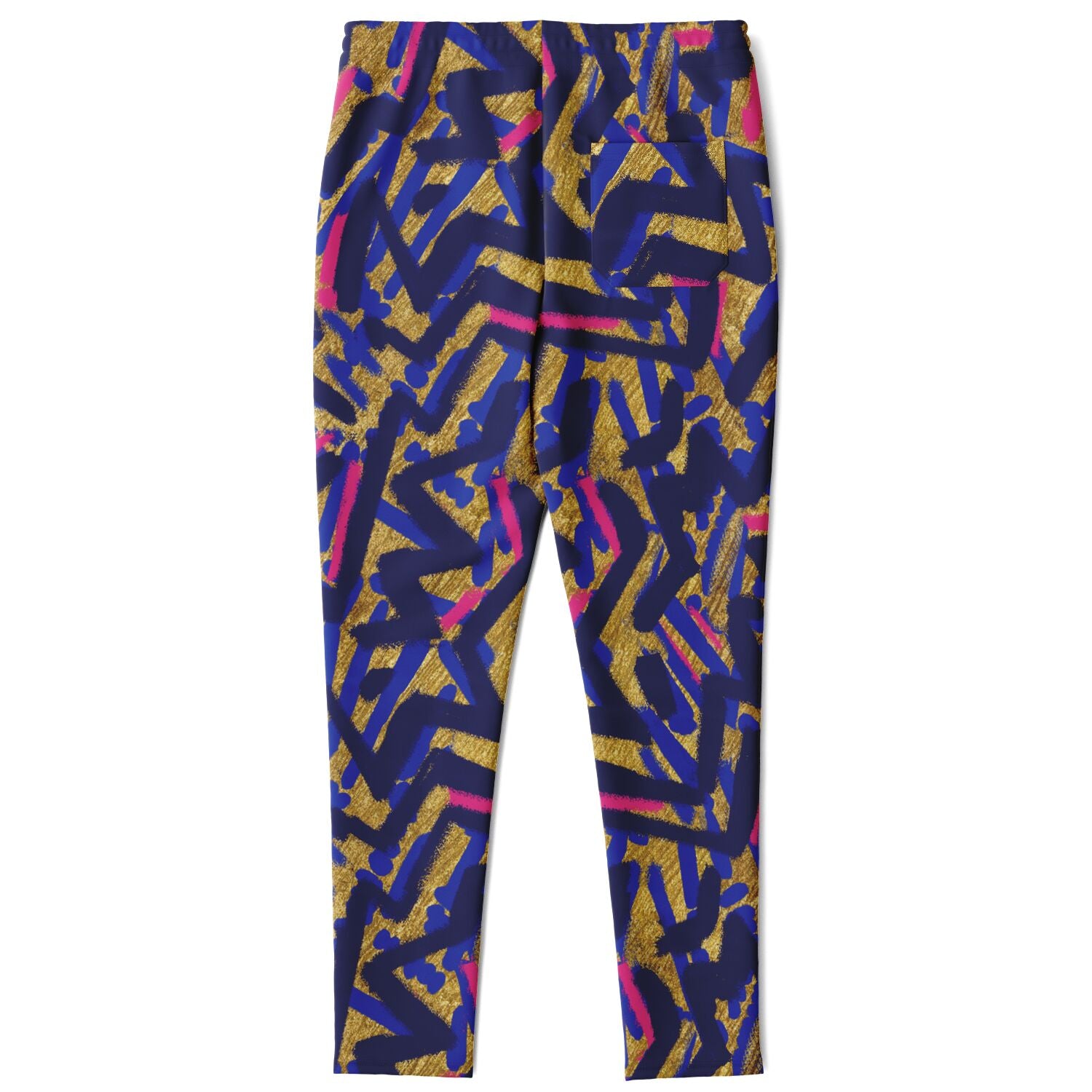 Abstract graffiti print track pants - Blue & Gold Back view