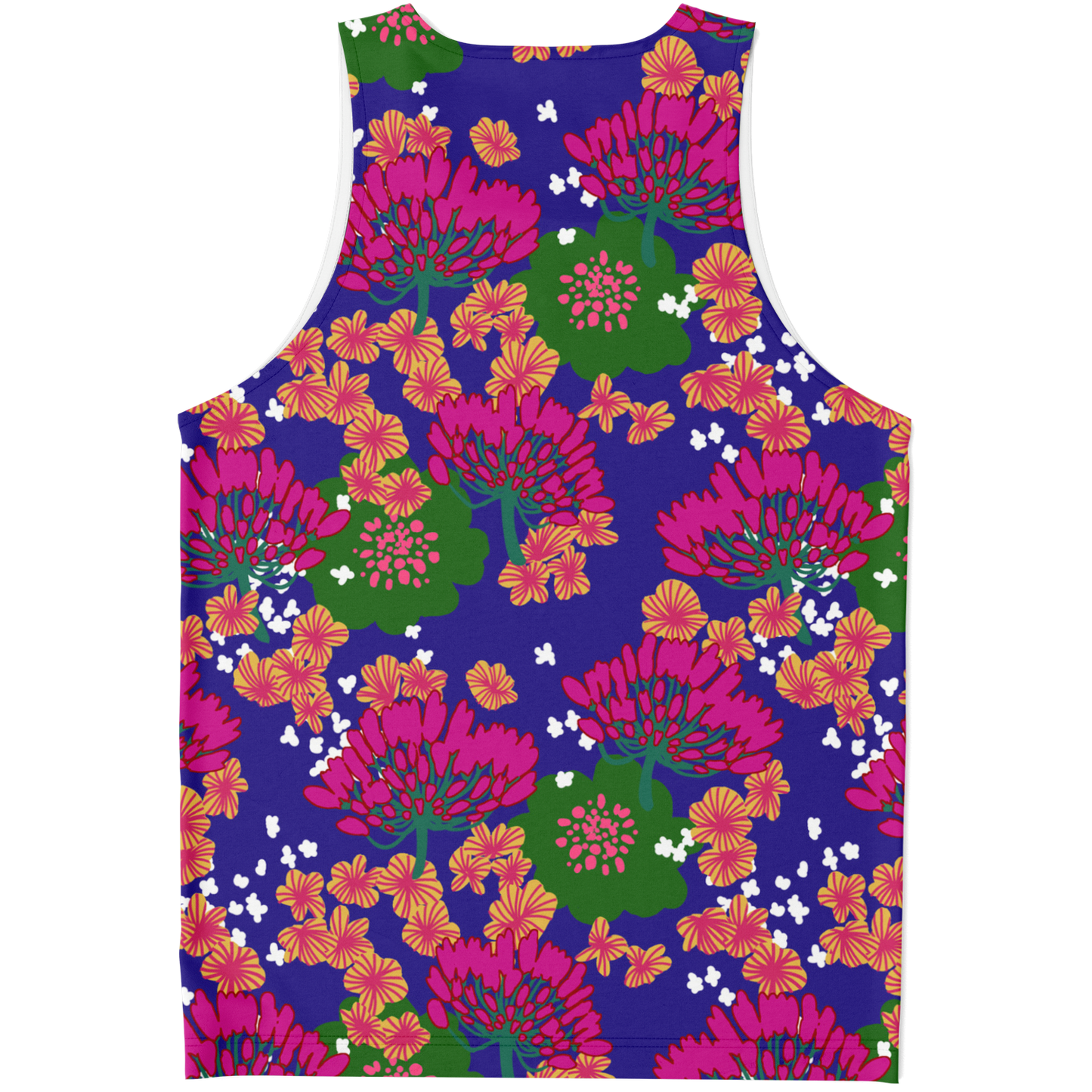 Fuchsia & Green Floral Print Blue Tank Top - Choi Cheung