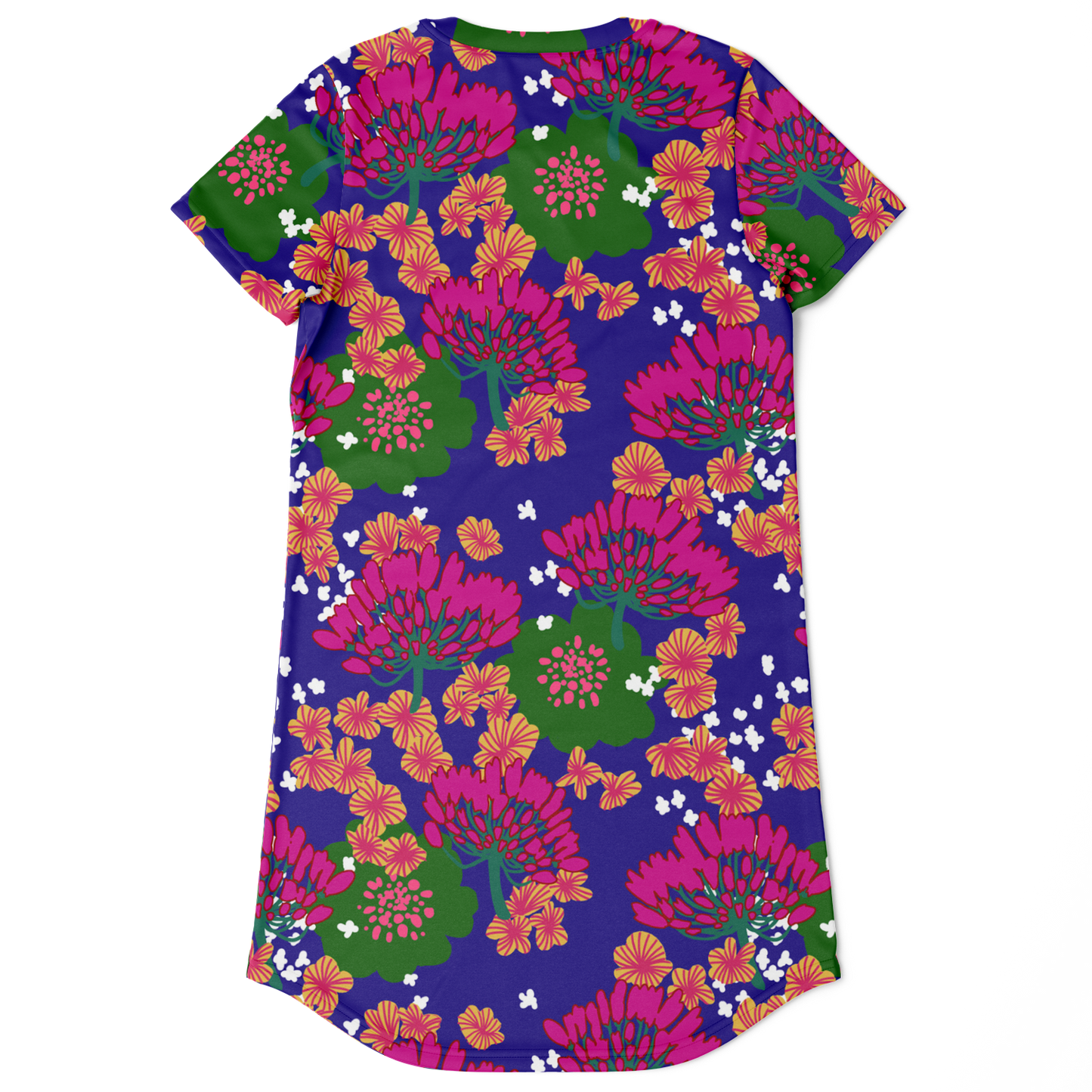 Blue & fushia floral T- shirt dress - Choi Cheung