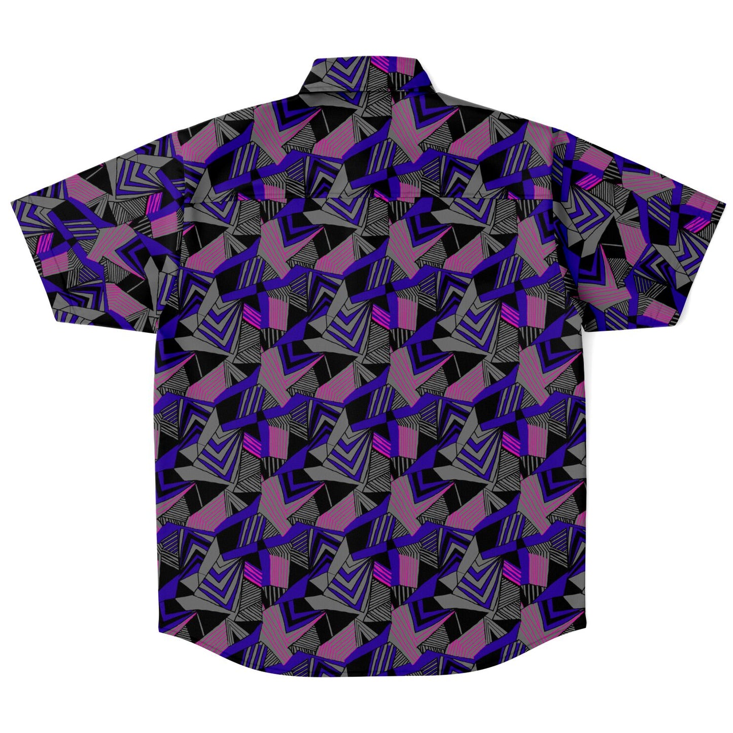 Grey geometric print button down Shirt- Unisex - Choi Cheung