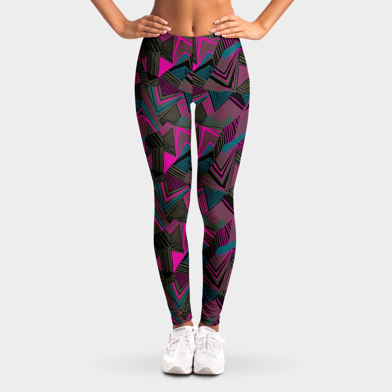 Geometric print legging - Grey/ Hot pink - Choi Cheung