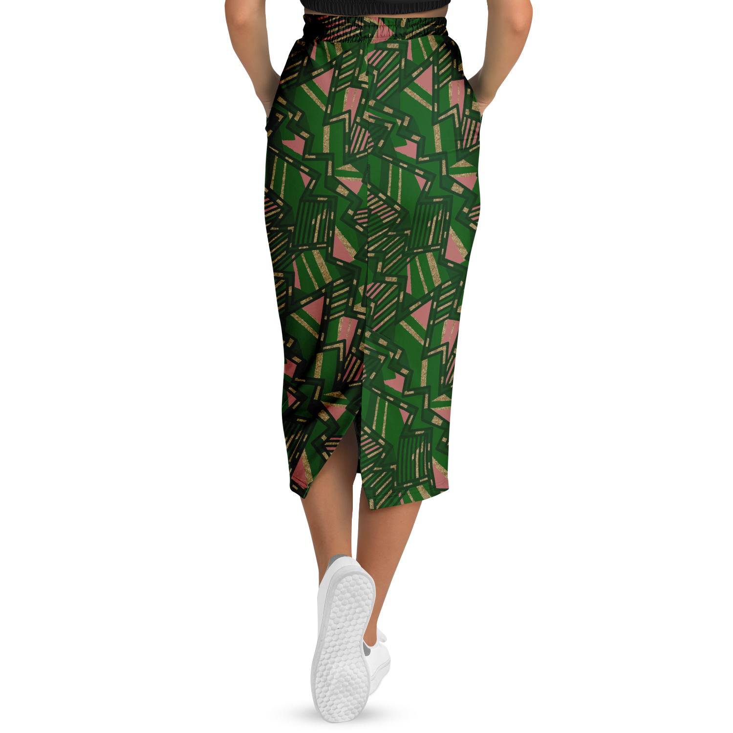 Tribal blast green 75 Athletic Long Pocket Skirt - AOP - Choi Cheung