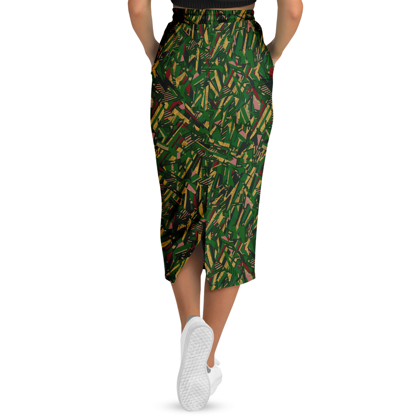 HV shape explosion remix chaos gr +tribal blast  100 Athletic Long Pocket Skirt - AOP - Choi Cheung