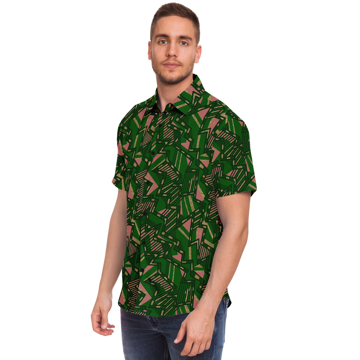 HV tribal blast G Short Sleeve Button Down Shirt - AOP - Choi Cheung
