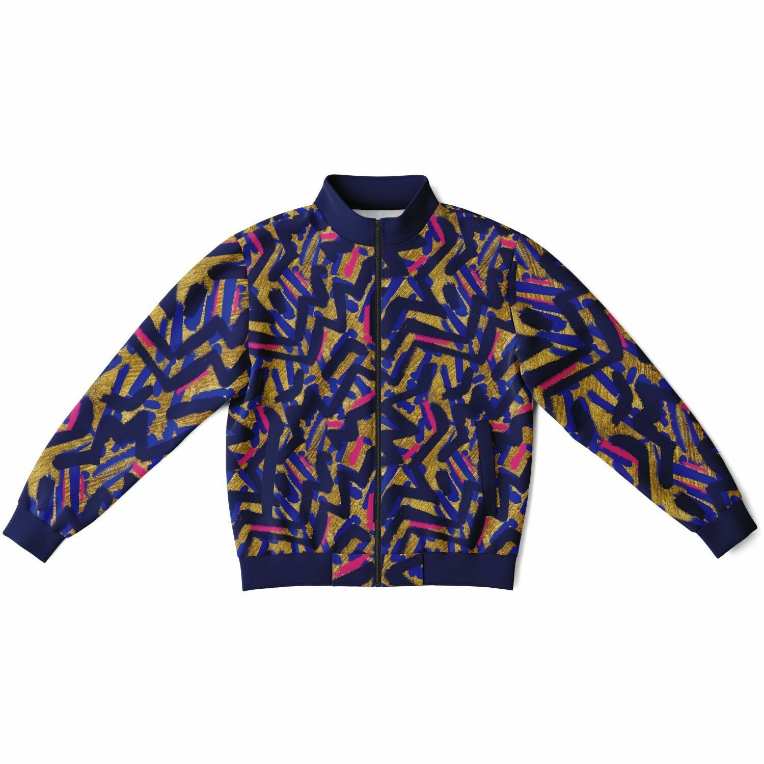 Abstract graffiti print tracksuit top - Blue gold - Choi Cheung