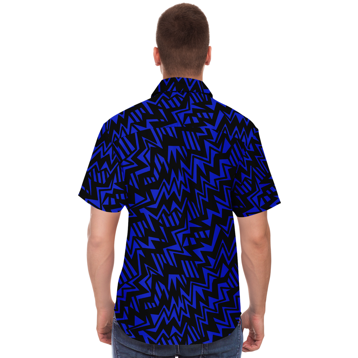 Bolt abstract 75 Short Sleeve Button Down Shirt - AOP - Choi Cheung