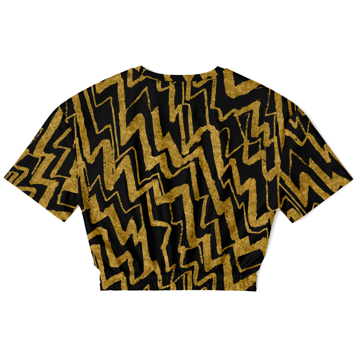 Loose diagonal zig black 75 Athletic Cropped Short Sleeve Sweatshirt - AOP - Choi Cheung