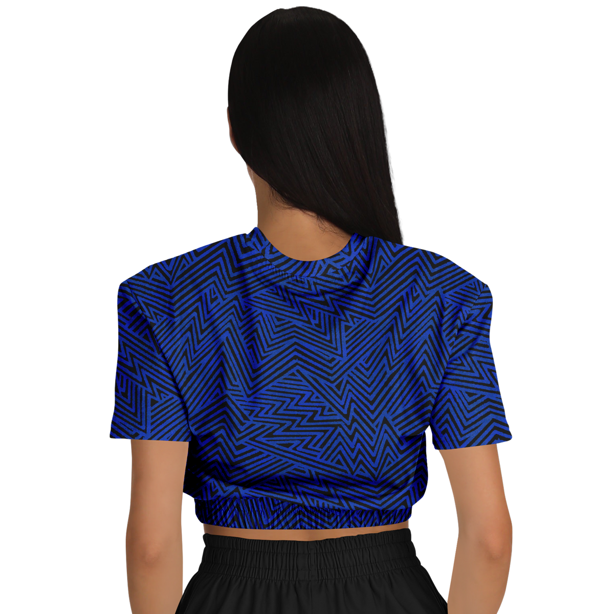 Lightning V2 BLK blue 50 Athletic Cropped Short Sleeve Sweatshirt - AOP - Choi Cheung