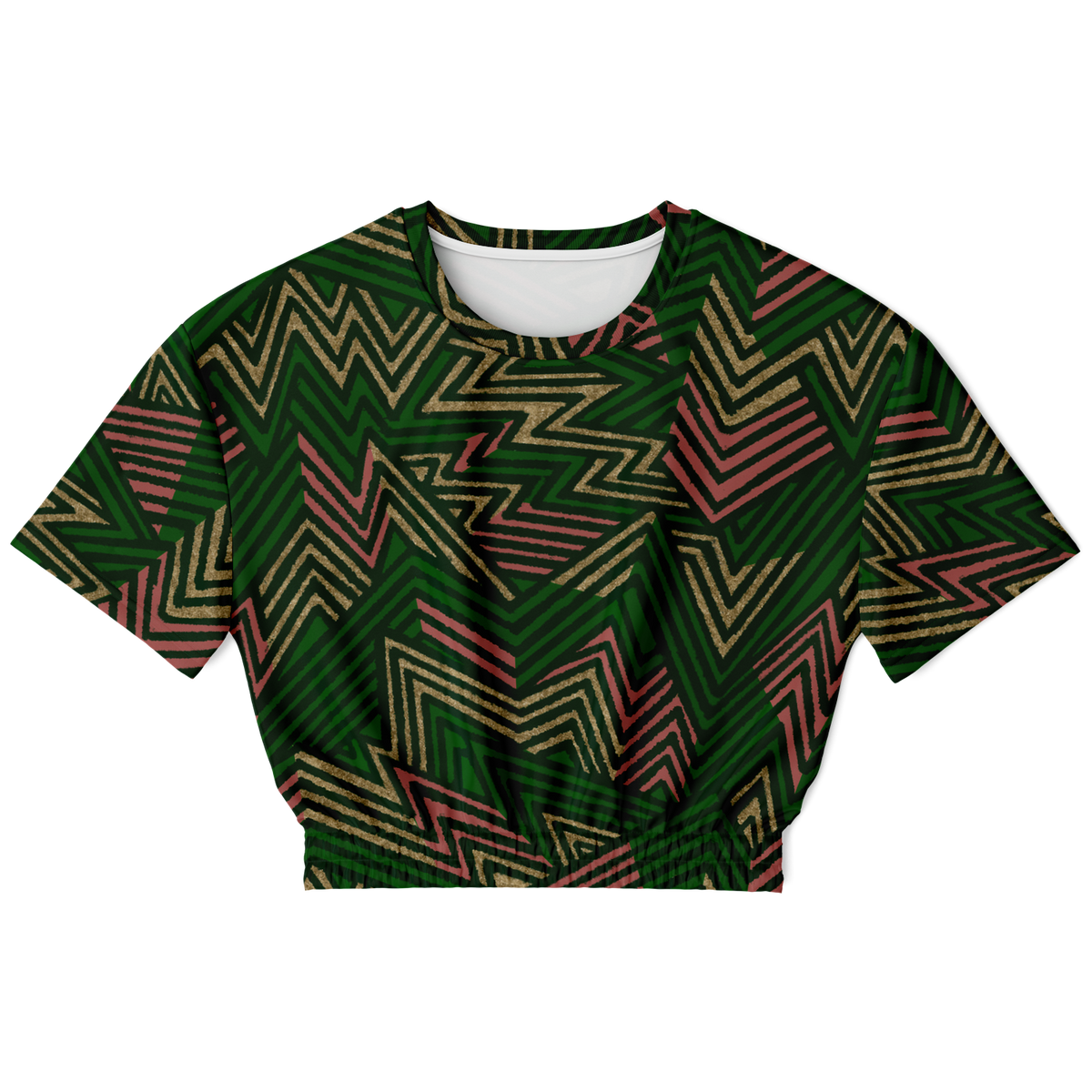 bolt cut out green Athletic Cropped Short Sleeve Sweatshirt - AOP - Choi Cheung