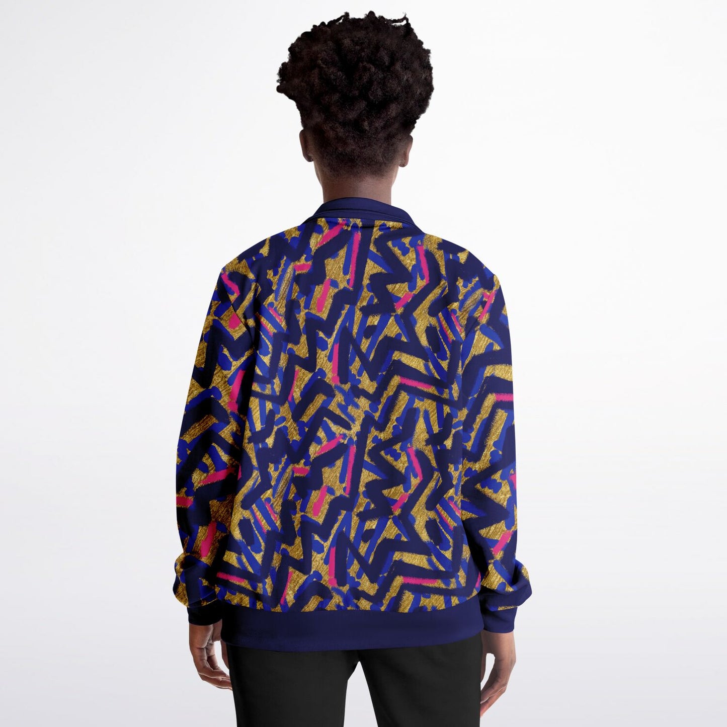 Abstract graffiti print tracksuit top - Blue gold - Choi Cheung