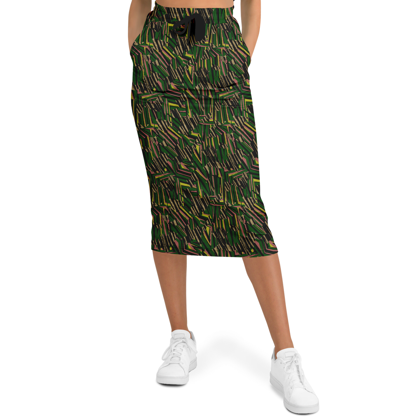 HVJ003 CHAOS REMIX green  50 Athletic Long Pocket Skirt - AOP - Choi Cheung