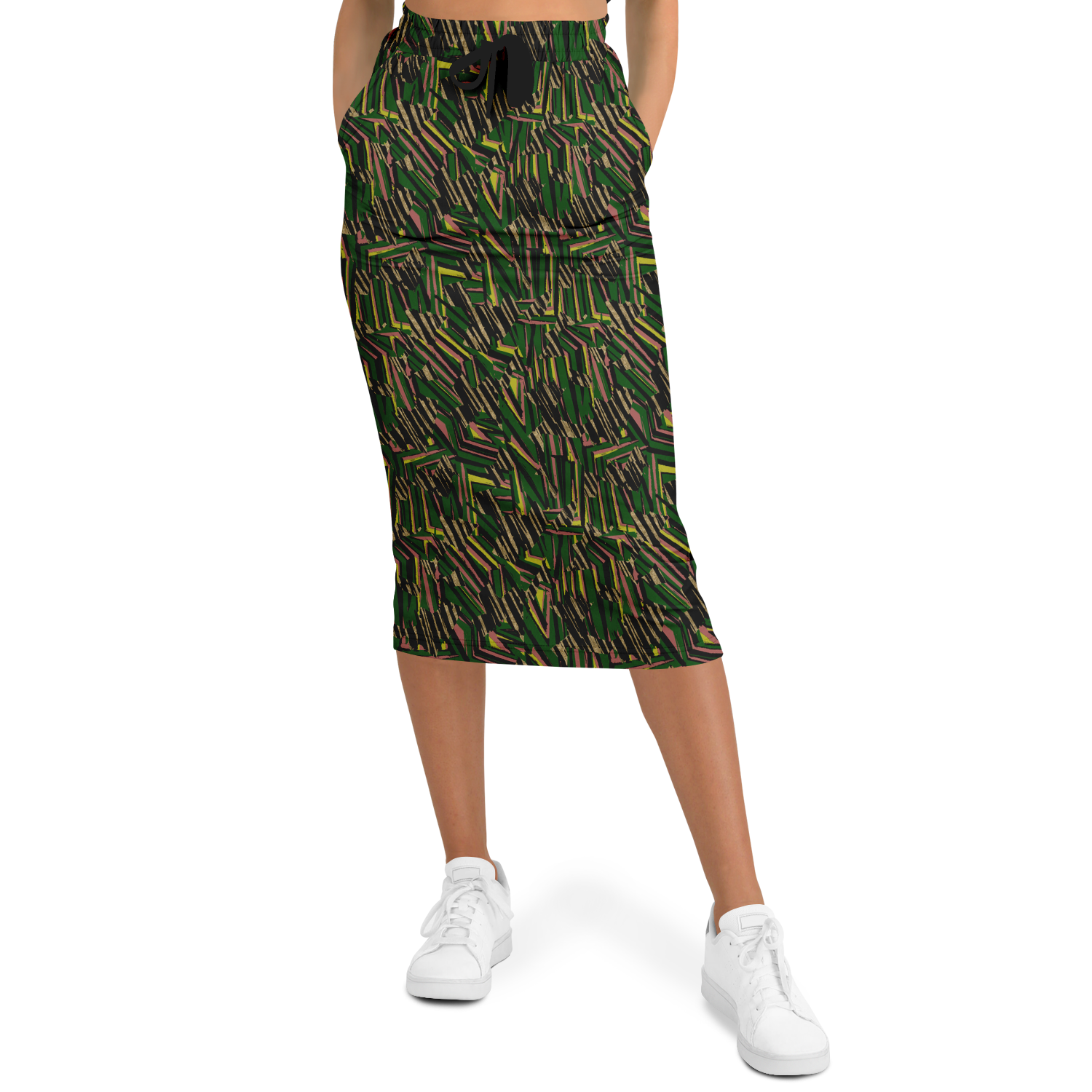 HVJ003 CHAOS REMIX green  50 Athletic Long Pocket Skirt - AOP - Choi Cheung