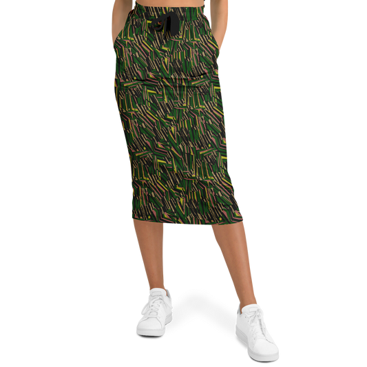 HVJ003 CHAOS REMIX green  50 Athletic Long Pocket Skirt - AOP - Choi Cheung