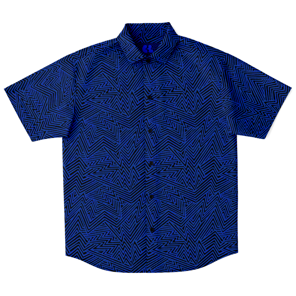 Lightning V2 BLK blue  50 Short Sleeve Button Down Shirt - AOP - Choi Cheung
