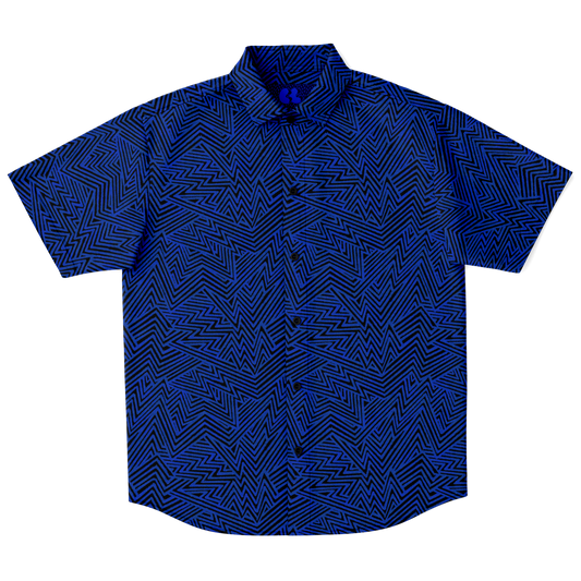 Lightning V2 BLK blue  50 Short Sleeve Button Down Shirt - AOP - Choi Cheung