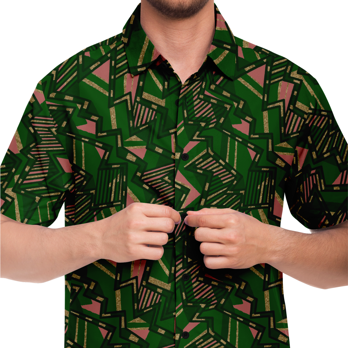 HV tribal blast G Short Sleeve Button Down Shirt - AOP - Choi Cheung