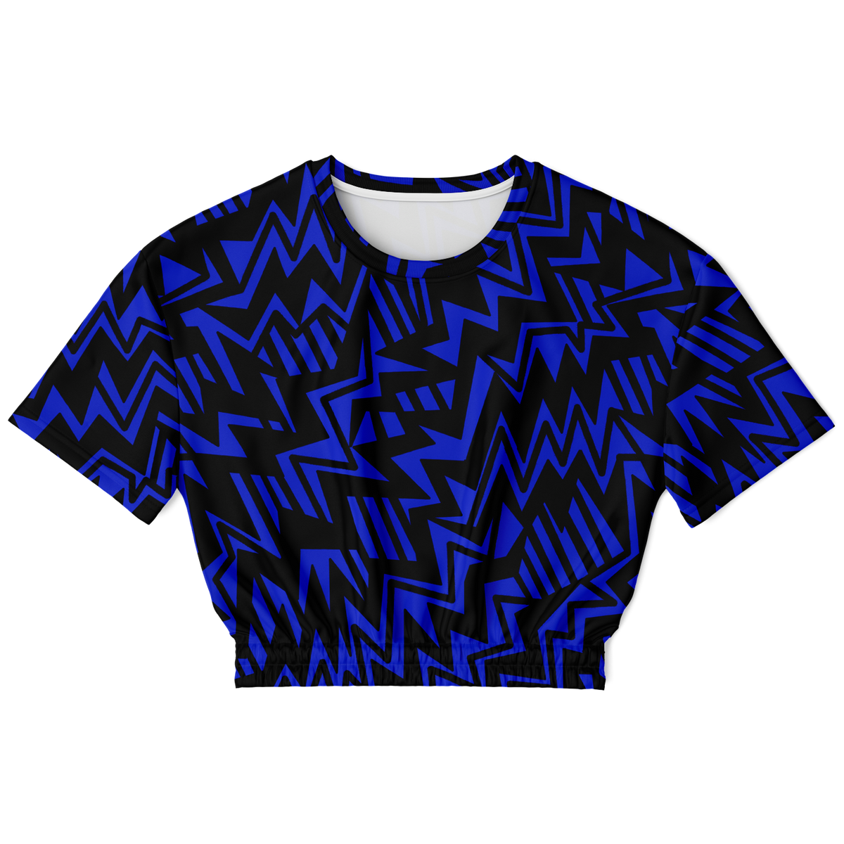 bolt abstract blue Athletic Cropped Short Sleeve Sweatshirt - AOP - Choi Cheung