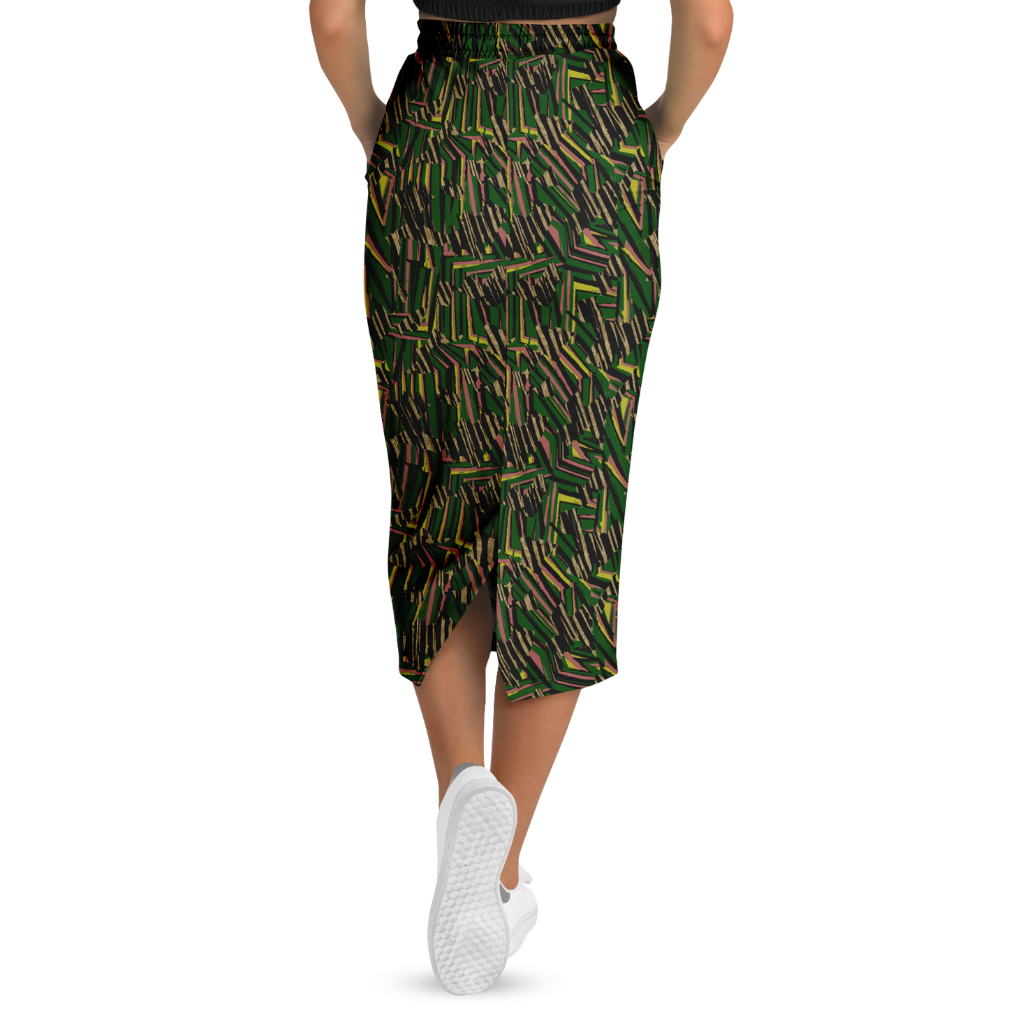 HVJ003 CHAOS REMIX green  50 Athletic Long Pocket Skirt - AOP - Choi Cheung