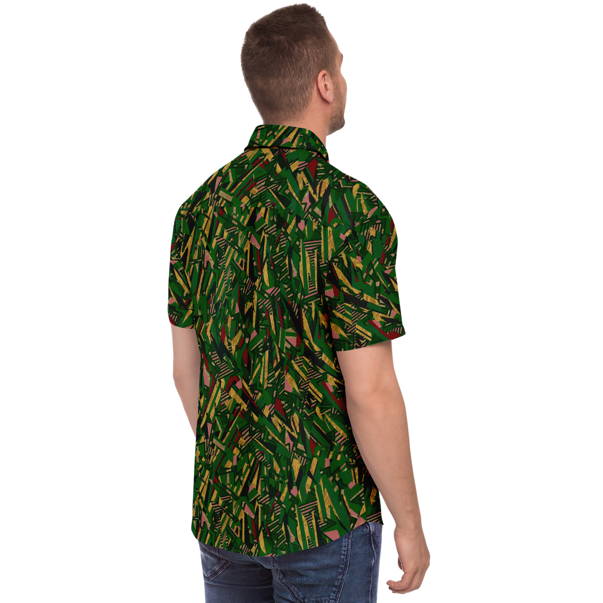 HV shape explosion remix chaos gr Short Sleeve Button Down Shirt - AOP - Choi Cheung