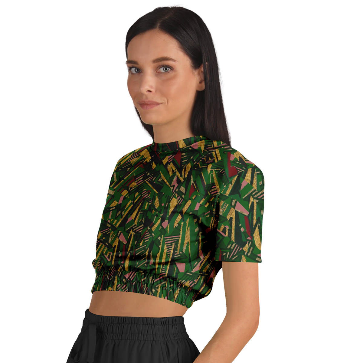 HV shape explosion remix chaos gr +tribal blast  Athletic Cropped Short Sleeve Sweatshirt - AOP - Choi Cheung