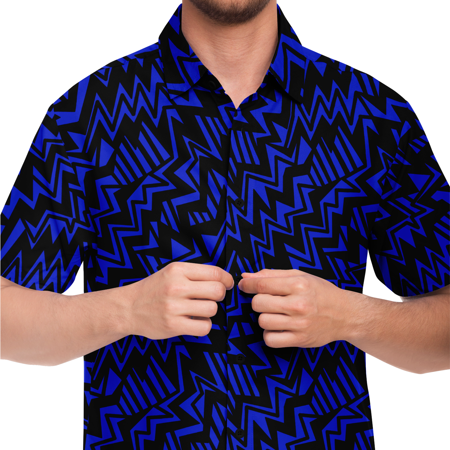 Bolt abstract 75 Short Sleeve Button Down Shirt - AOP - Choi Cheung