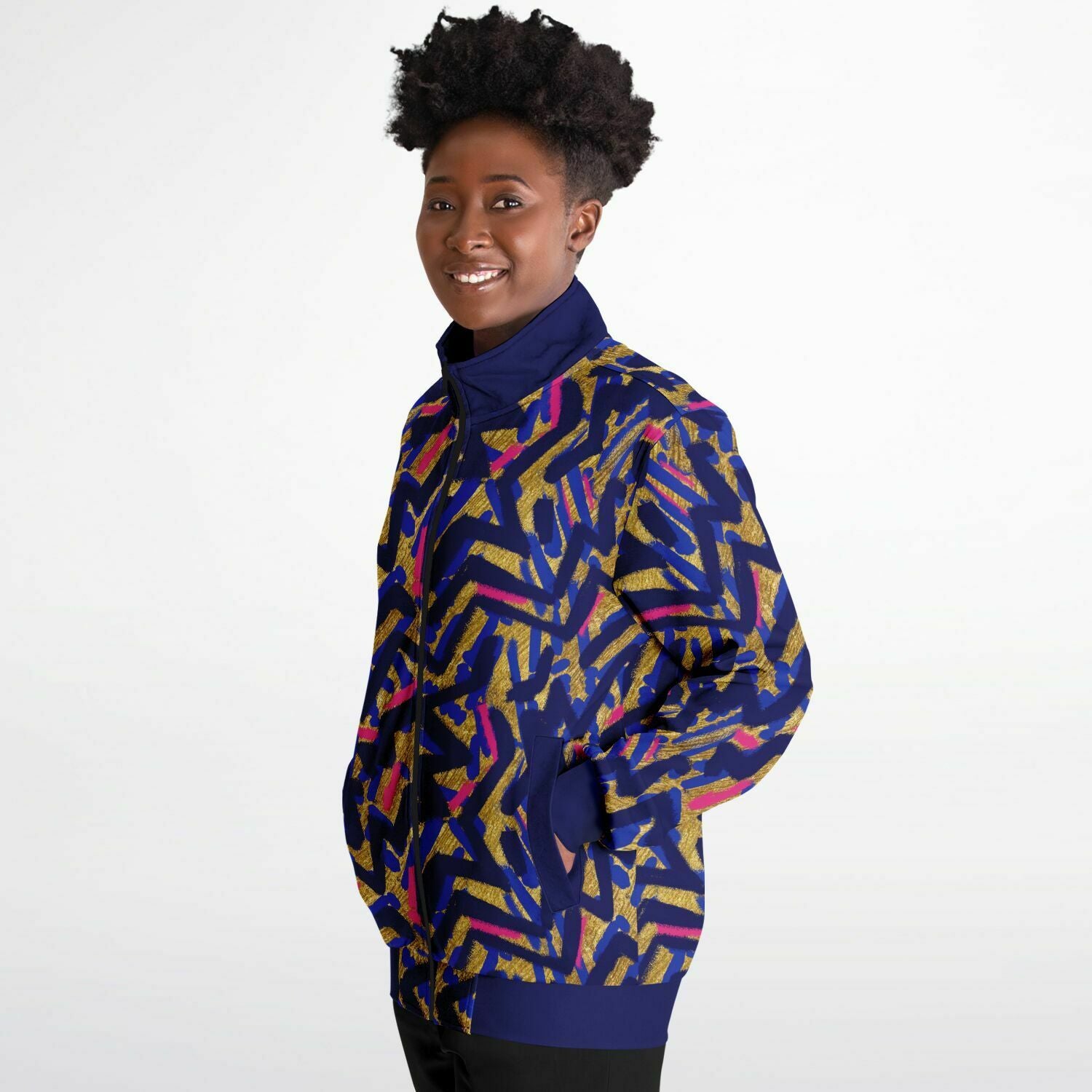 Abstract graffiti print tracksuit top - Blue gold - Choi Cheung