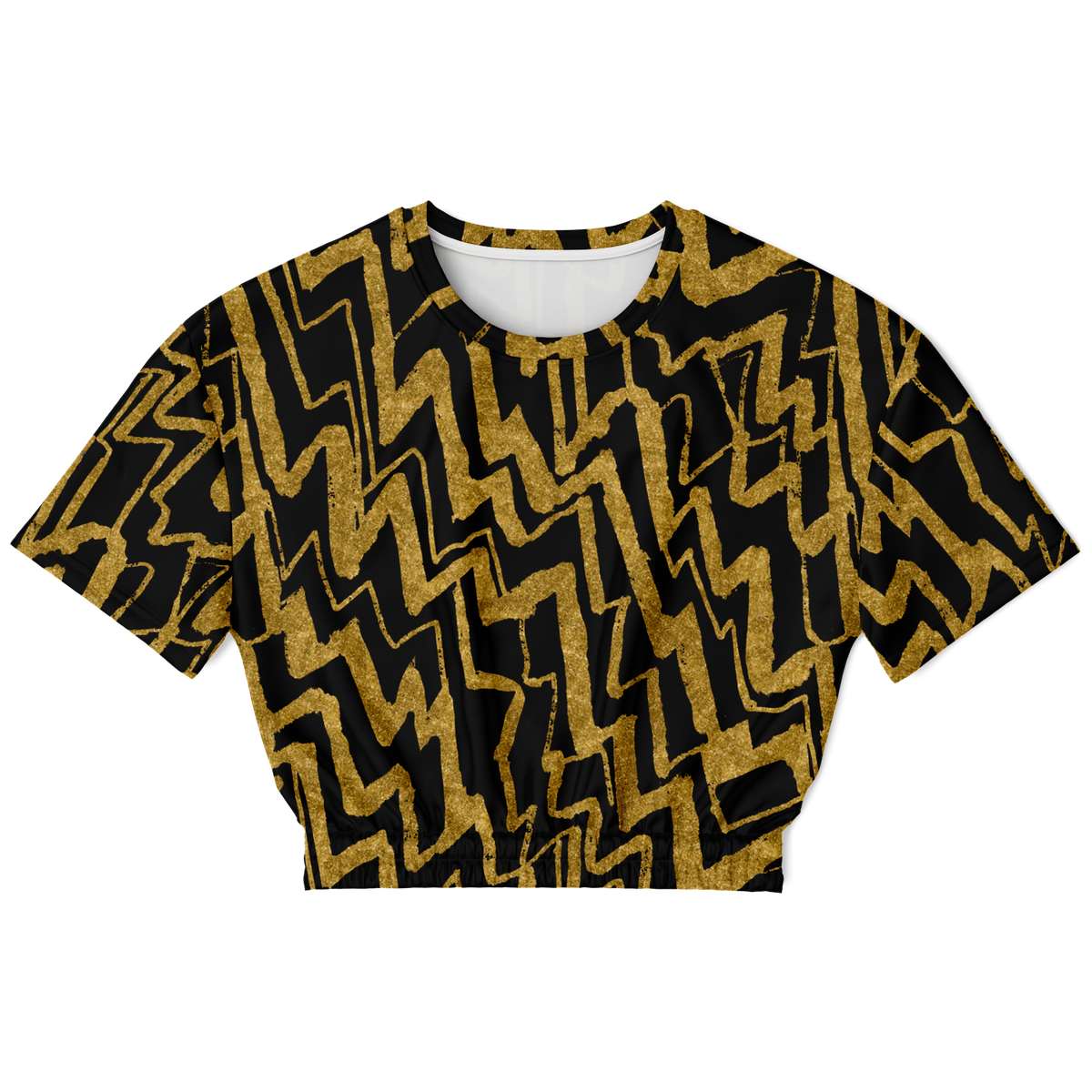 Loose diagonal zig black 75 Athletic Cropped Short Sleeve Sweatshirt - AOP - Choi Cheung