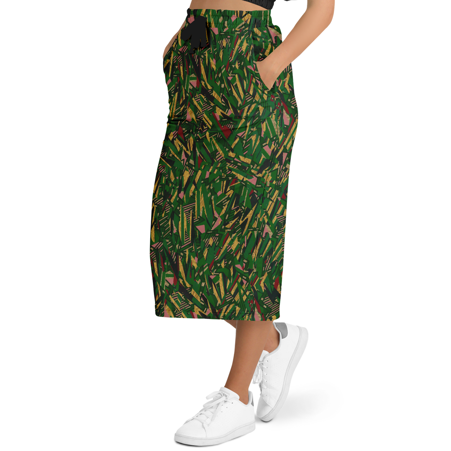 HV shape explosion remix chaos gr +tribal blast  100 Athletic Long Pocket Skirt - AOP - Choi Cheung