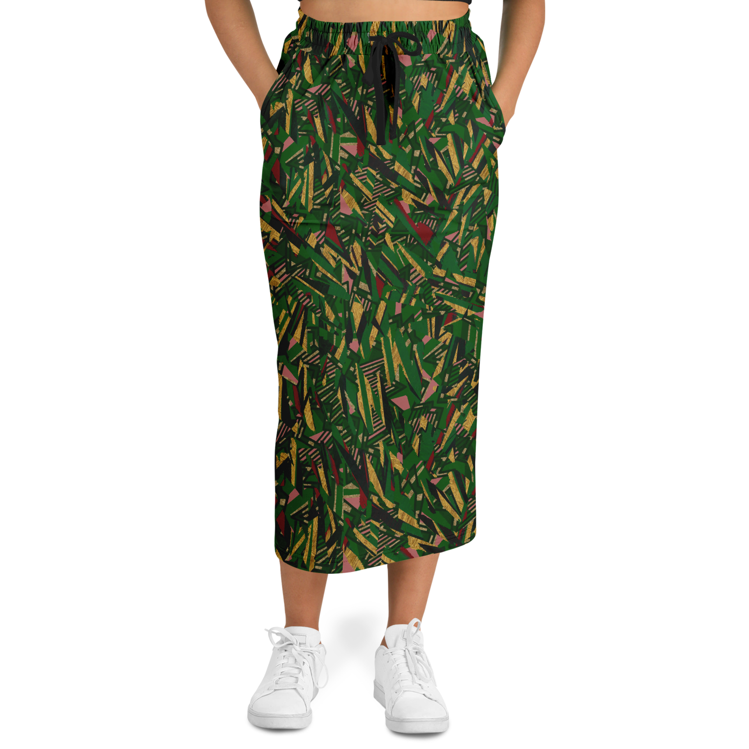 HV shape explosion remix chaos gr +tribal blast  100 Athletic Long Pocket Skirt - AOP - Choi Cheung