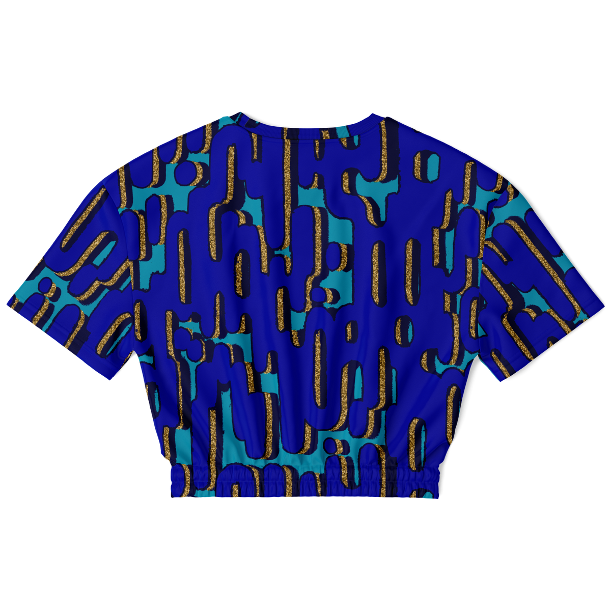 camo blobby teal Athletic Cropped Short Sleeve Sweatshirt - AOP - Choi Cheung