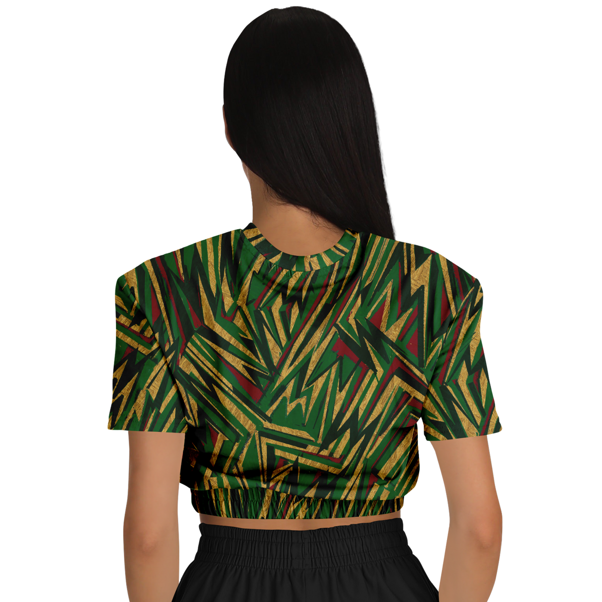 HV chaos green Athletic Cropped Short Sleeve Sweatshirt - AOP - Choi Cheung