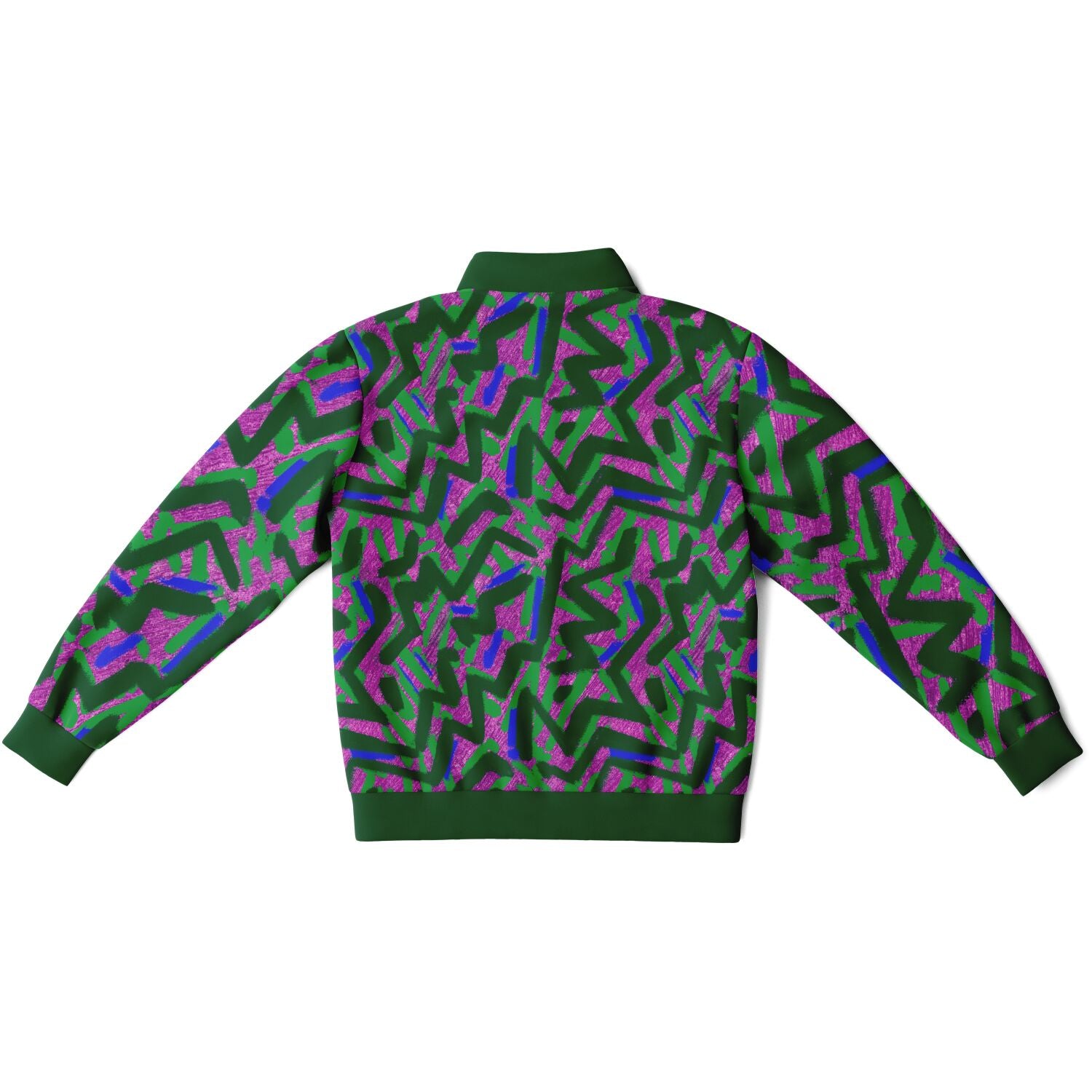 Abstract graffiti print tracksuit top - Green & Pink back