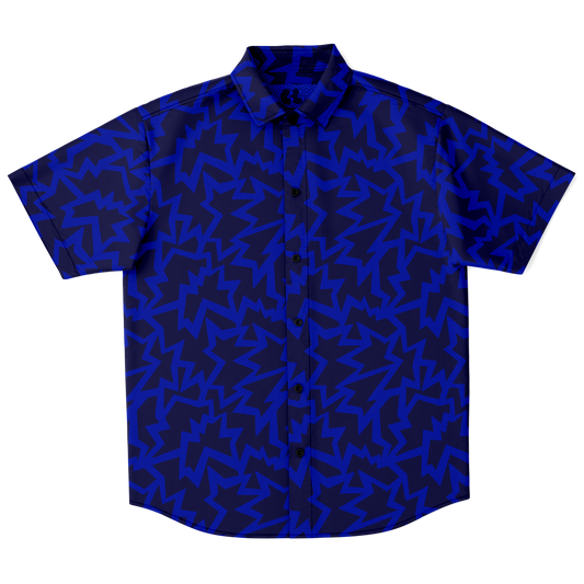 HV bomb blue 50 Short Sleeve Button Down Shirt - AOP - Choi Cheung