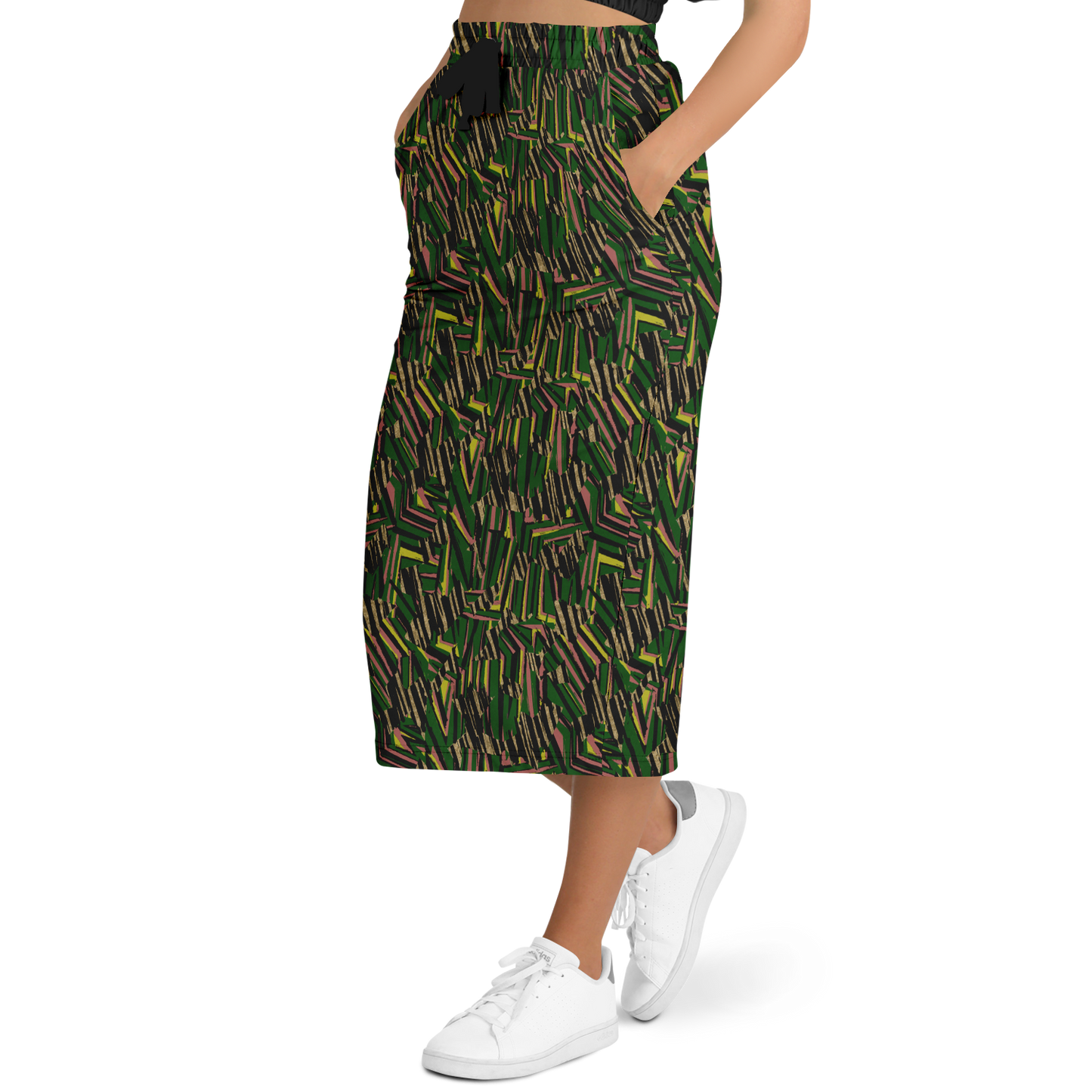 HVJ003 CHAOS REMIX green  50 Athletic Long Pocket Skirt - AOP - Choi Cheung