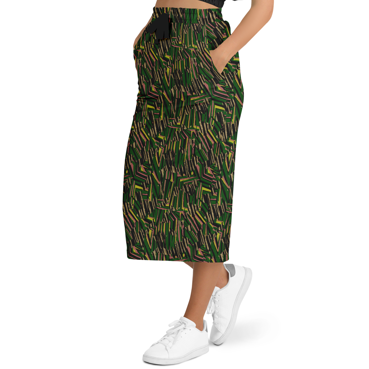 HVJ003 CHAOS REMIX green  50 Athletic Long Pocket Skirt - AOP - Choi Cheung