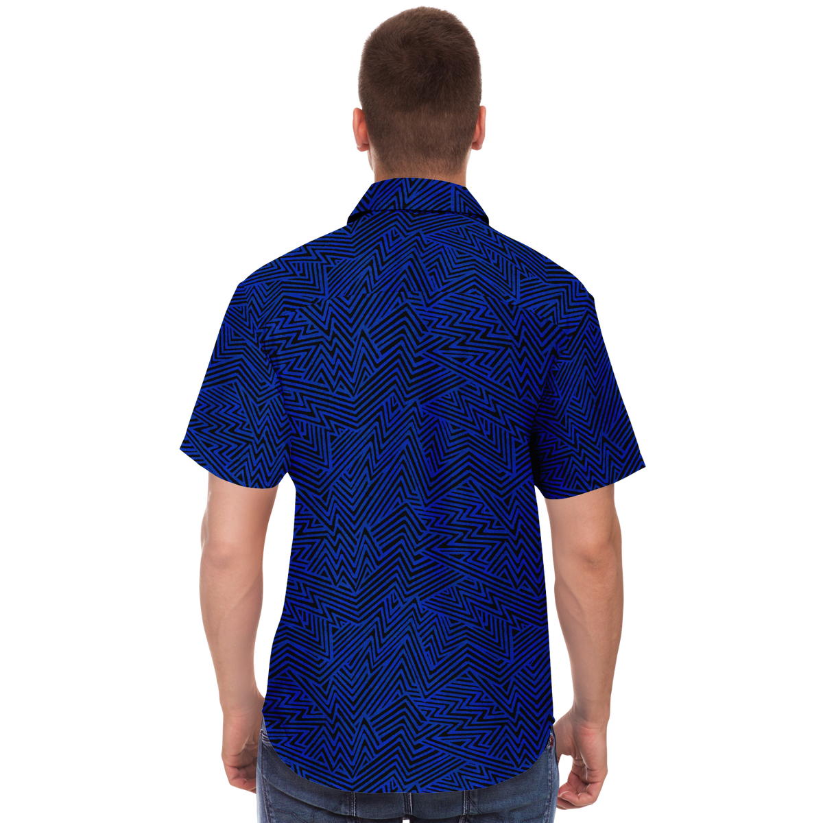 Lightning V2 BLK blue  50 Short Sleeve Button Down Shirt - AOP - Choi Cheung
