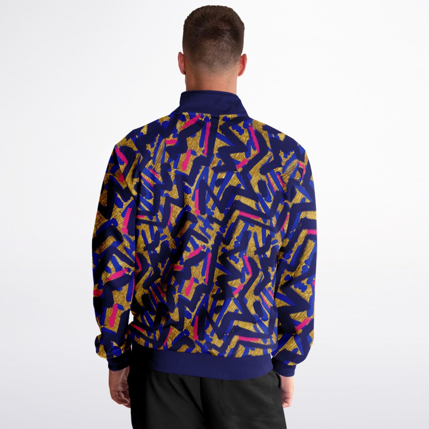 Abstract graffiti print tracksuit top - Blue gold - Choi Cheung