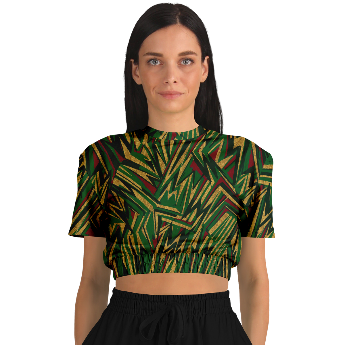HV chaos green Athletic Cropped Short Sleeve Sweatshirt - AOP - Choi Cheung
