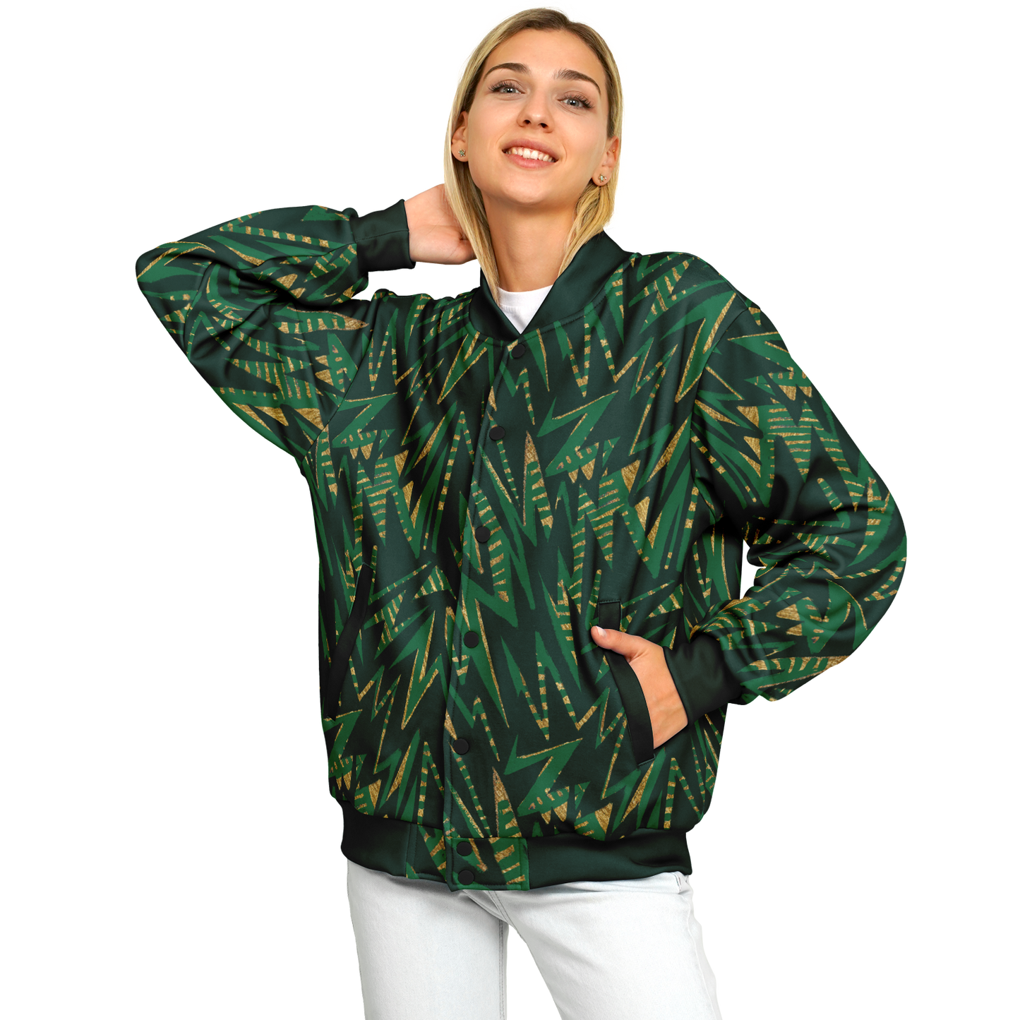 hv zig green Baseball Jacket - AOP
