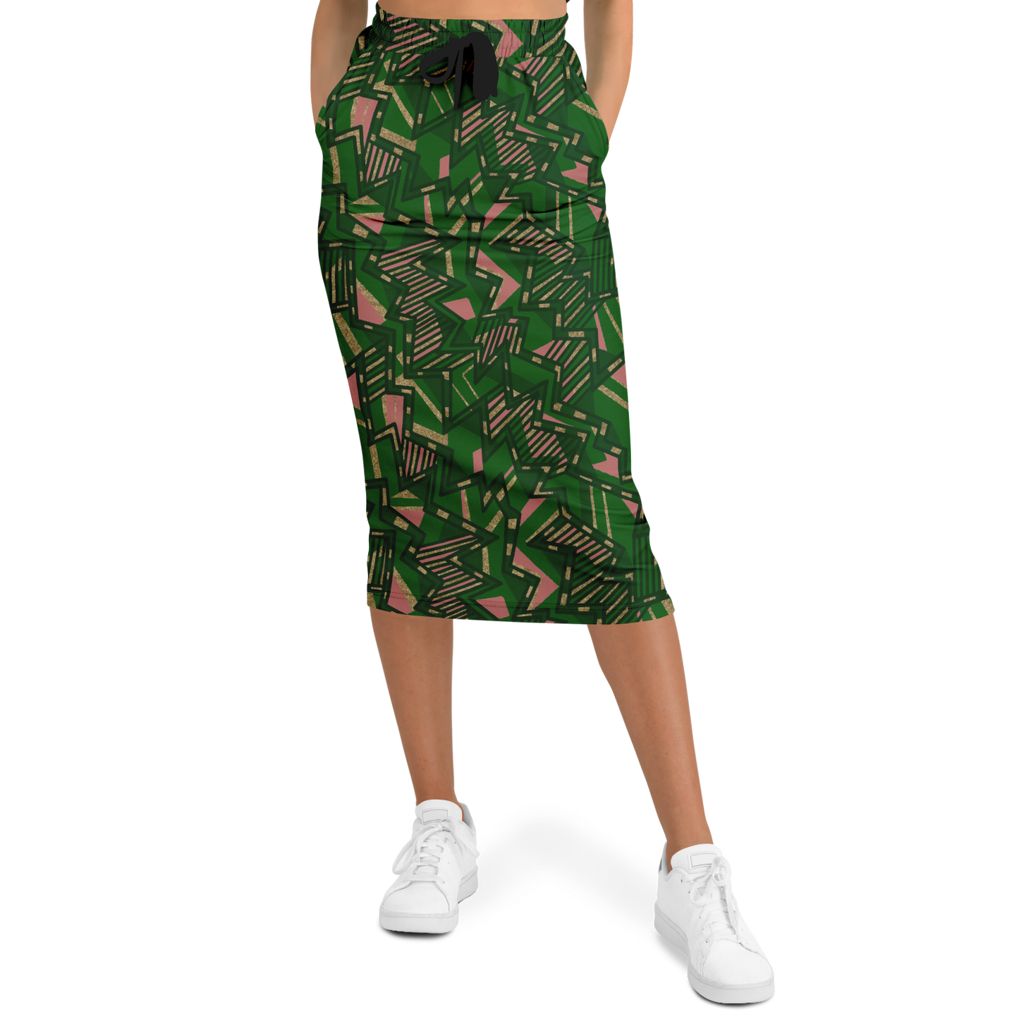 Tribal blast green 75 Athletic Long Pocket Skirt - AOP - Choi Cheung