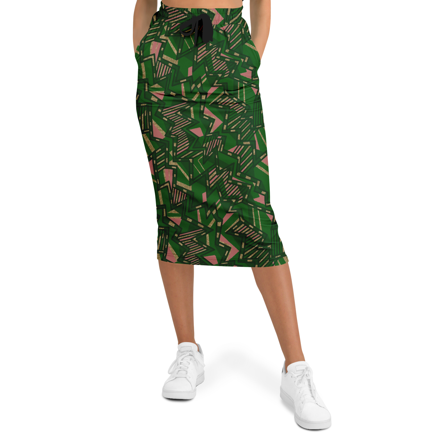 Tribal blast green 75 Athletic Long Pocket Skirt - AOP - Choi Cheung