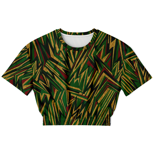 HV chaos green Athletic Cropped Short Sleeve Sweatshirt - AOP - Choi Cheung