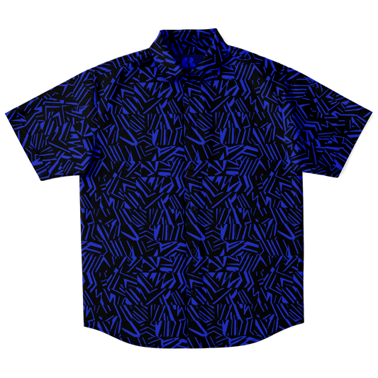 HV collage blue 50 Short Sleeve Button Down Shirt - AOP - Choi Cheung