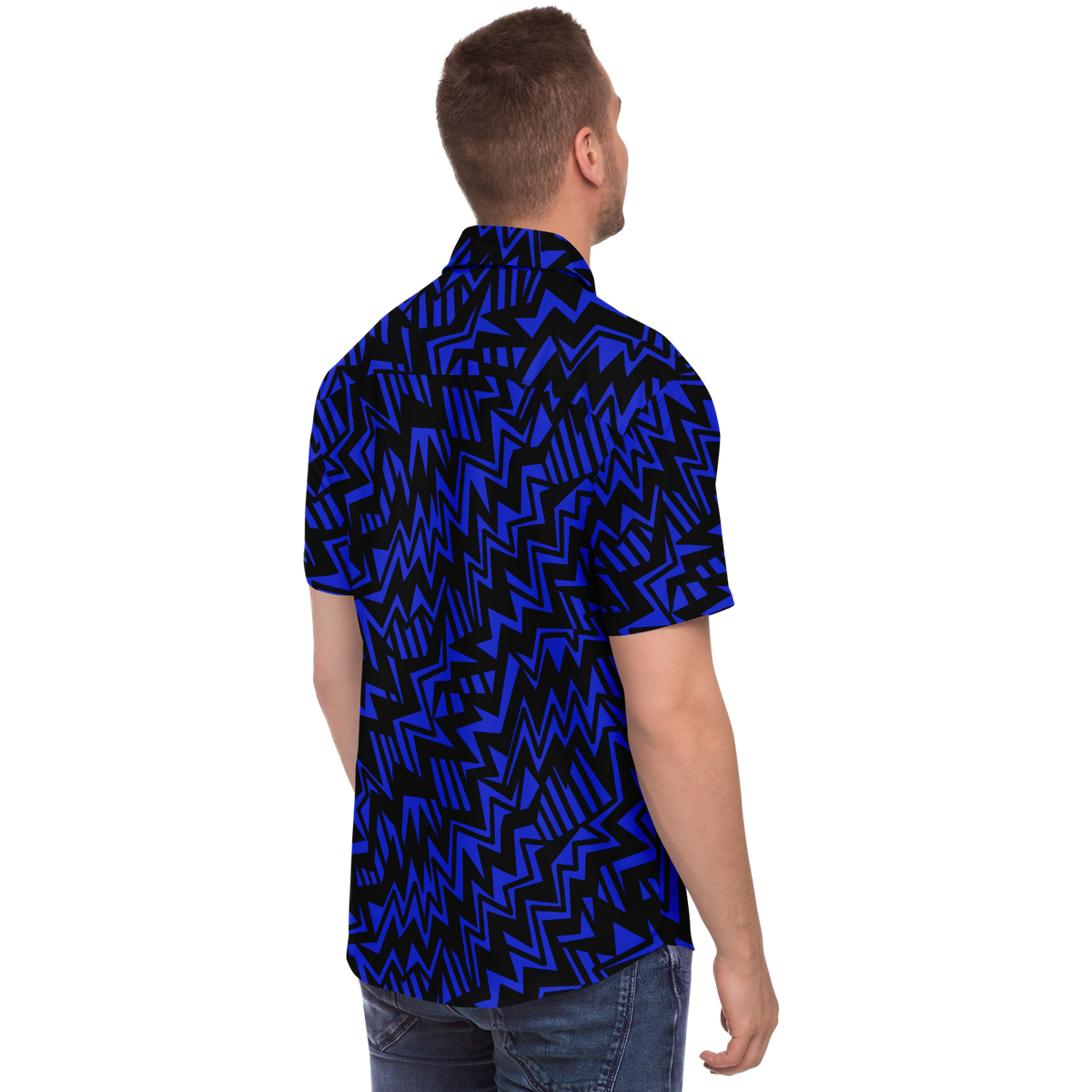 Bolt abstract 75 Short Sleeve Button Down Shirt - AOP - Choi Cheung