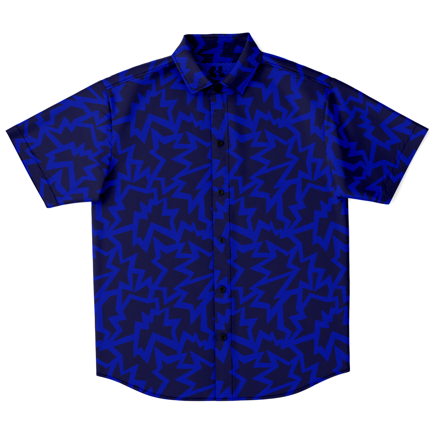 HV bomb blue 50 Short Sleeve Button Down Shirt - AOP - Choi Cheung