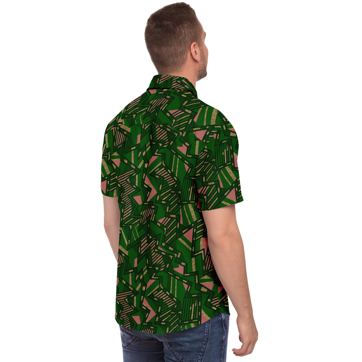 HV tribal blast G Short Sleeve Button Down Shirt - AOP - Choi Cheung
