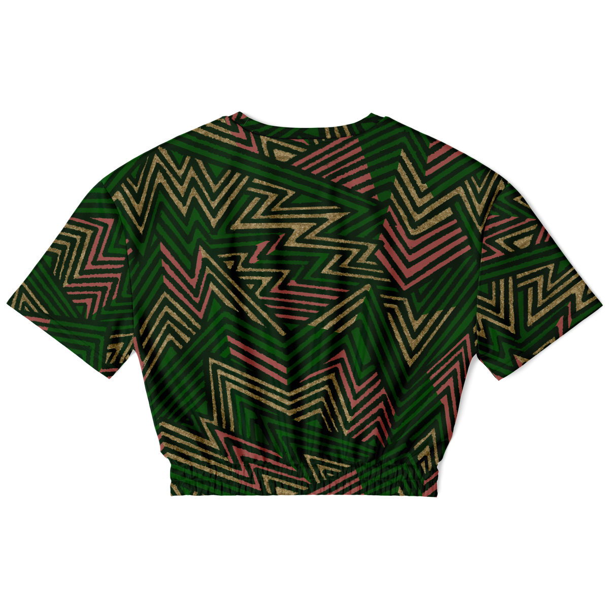 bolt cut out green Athletic Cropped Short Sleeve Sweatshirt - AOP - Choi Cheung