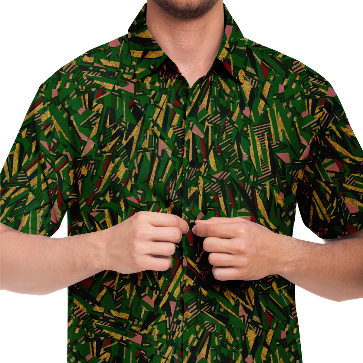 HV shape explosion remix chaos gr Short Sleeve Button Down Shirt - AOP - Choi Cheung